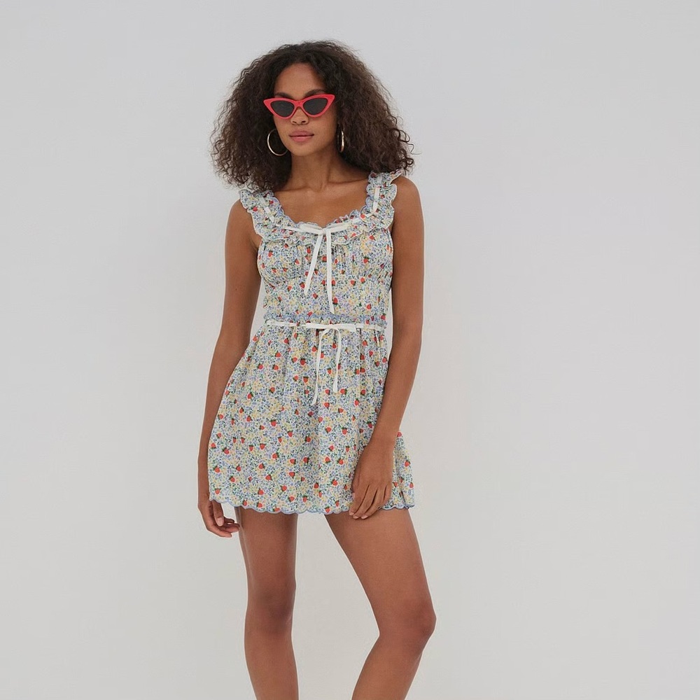 For Love & Lemons Strawberry Kiss Slip Dress - Picture 4 of 9